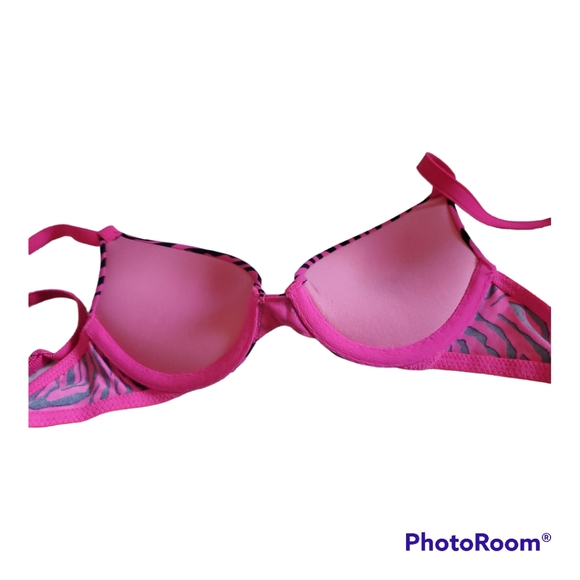 VICTORIA'S SECRET Pink Black Zebra Bra - Size 30A - Picture 2 of 4